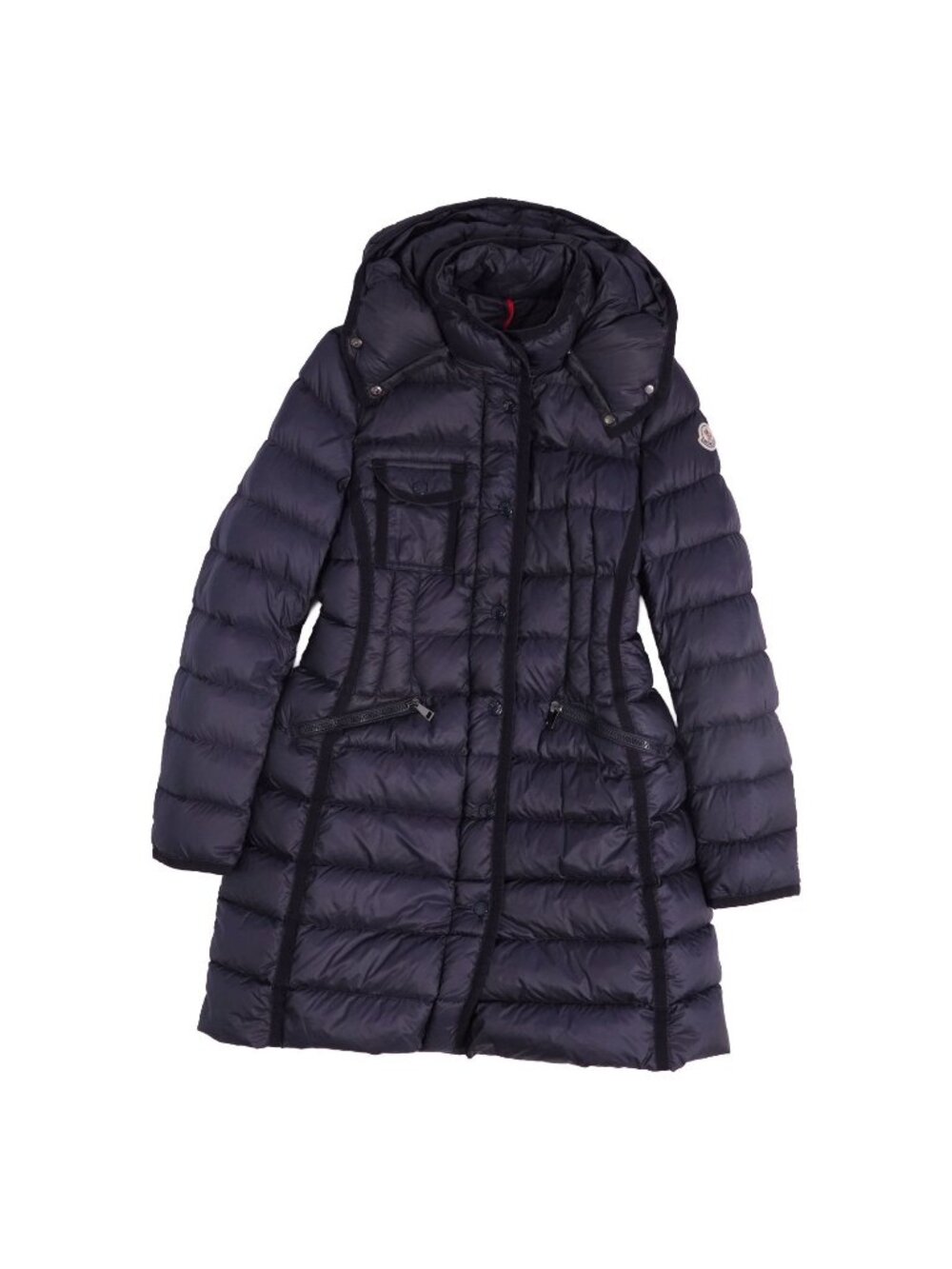 Moncler Coat Long Hermine Down Hooded Nylon Navy 1
